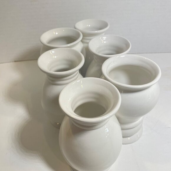 Set Of 2 Three Piece attached White Ceramic Decorative Vases for Home or Event C - Picture 9 of 13